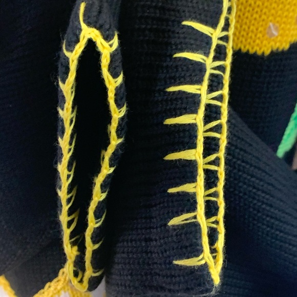 Quacker Factory Black and Yellow Sequin Pear Oversized Sweater Womens Size Small - Picture 6 of 11